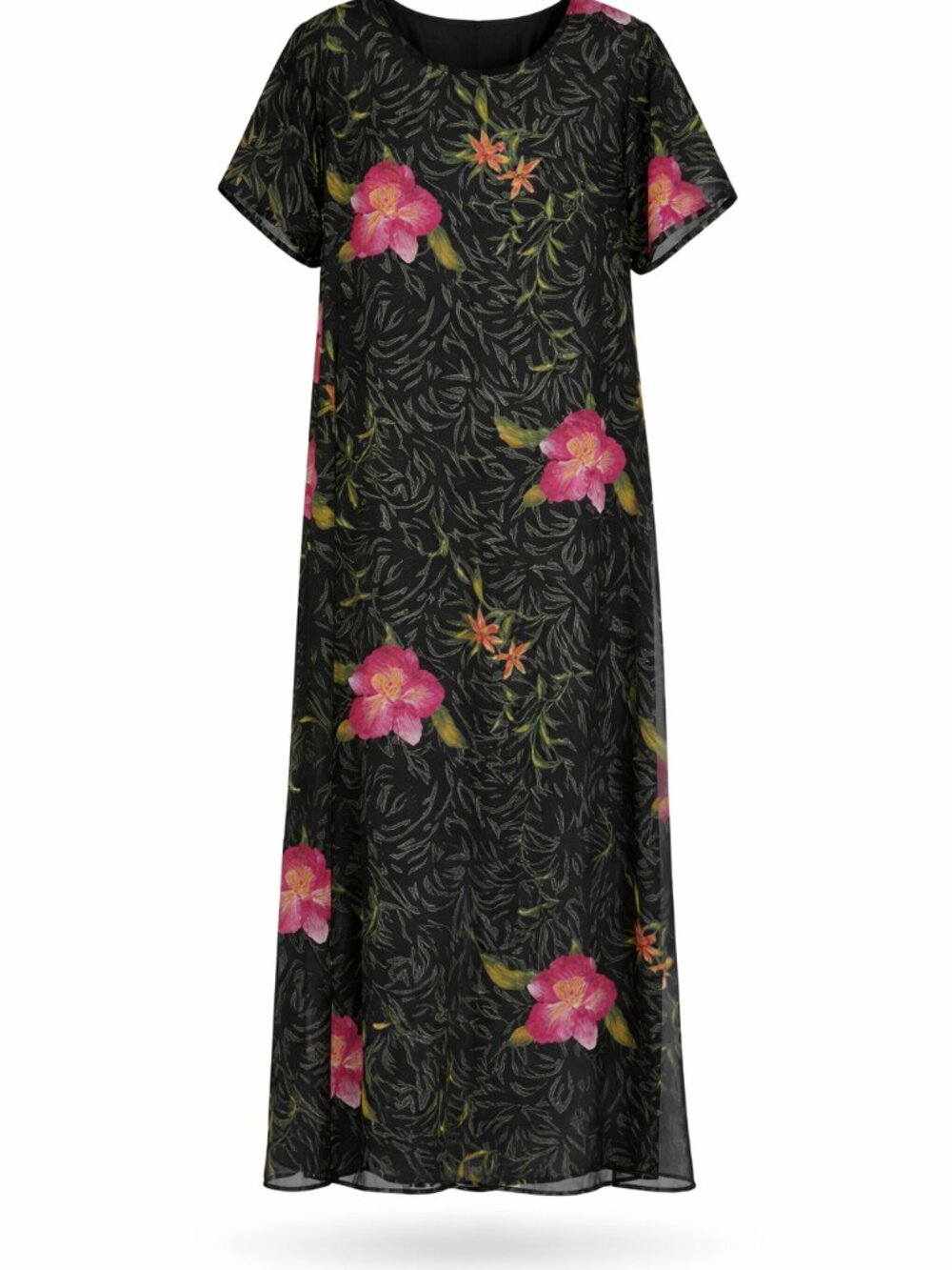 Jessica Howard Black Maxi Dress with Pink Floral Design